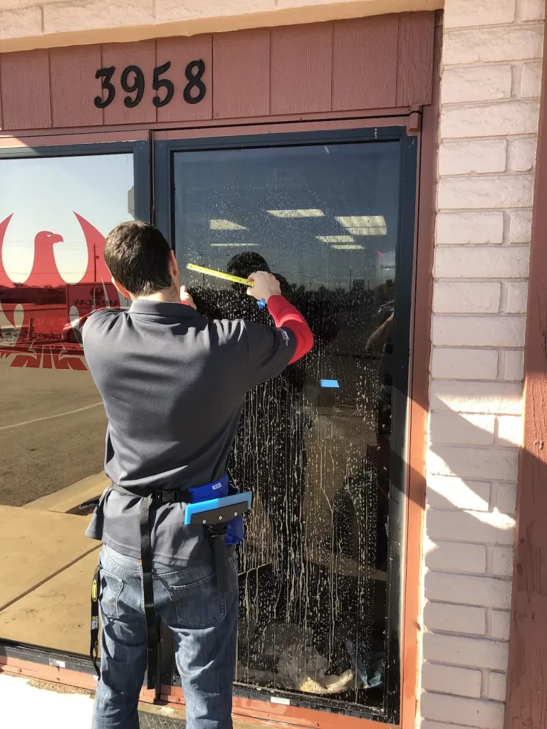 Commercial Decorative Film Phoenix AZ Double Doors Install