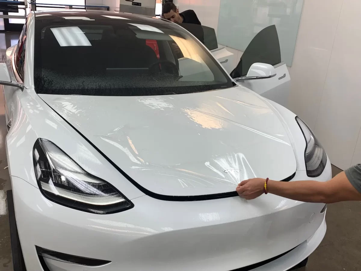 White Tesla Hood Clear Bra in Phoenix AZ